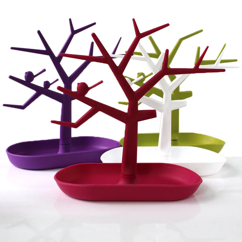 

Jewelry Bracelet Necklace Earring Ring Display Stand Organizer Holder Colorful Plastic Bird Tree Jewelry Display Rack