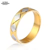 Stainless steel Carve pattern two- tone gold wedding ring jewelry