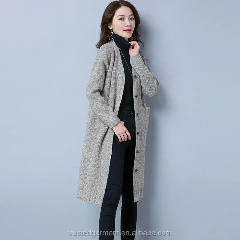 
Winter women long chunky sweaters wool cardigan 