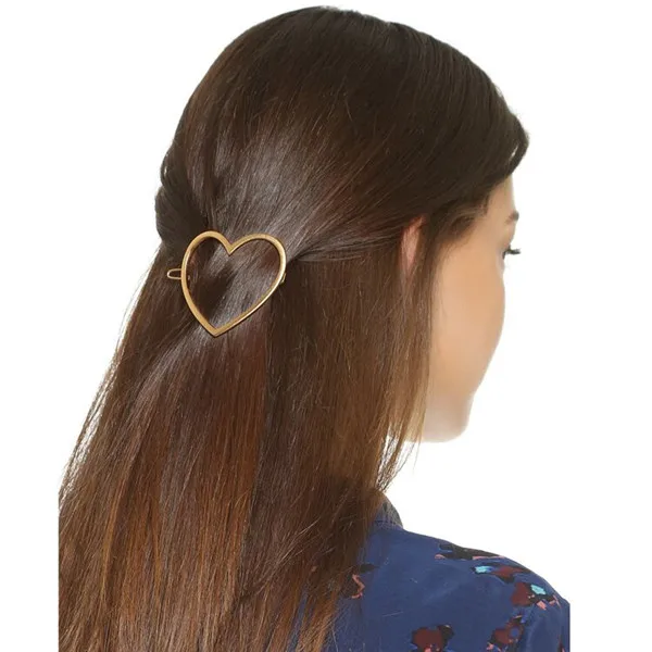 Shiny Hair Clips Fashion Heart Oval Shape Resin Women Hairpins Hair Accessories 