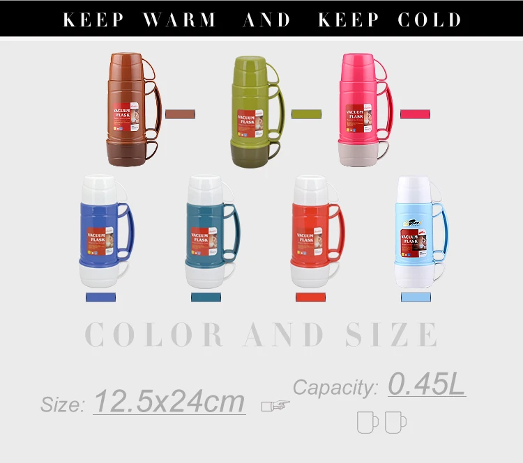 2 Cups 450ml Small Size Thermos Vacuum Flask For Kids Plastic Body And Vacuum Glass Liner Buy