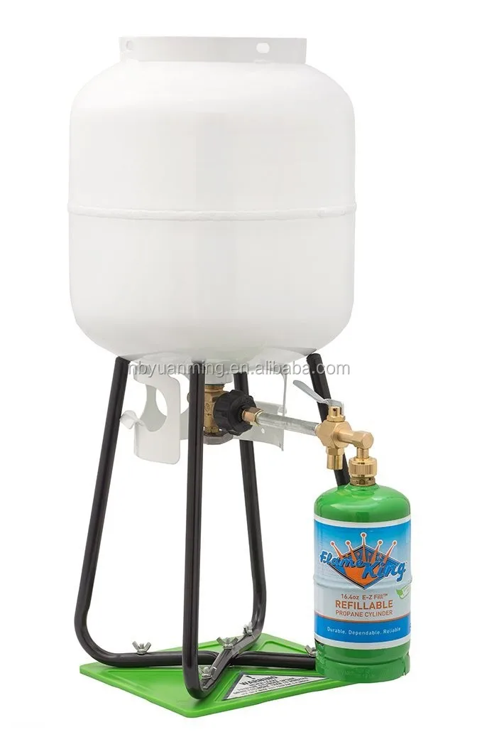LBKT Refillable 1 lb Propane Cylinder with Propane Refill Adapter and Propane Tank Refill Stand