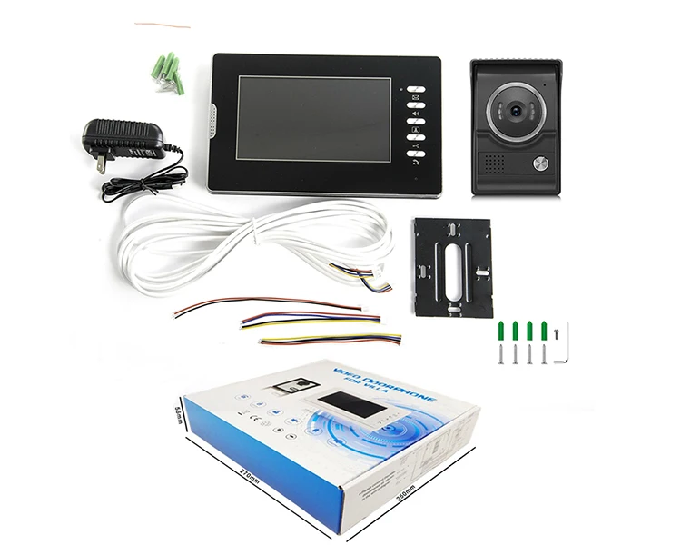 Wired 7 Inch Color Screen Intercom System With Doorbell Kits And Waterproof Camera For Home Security