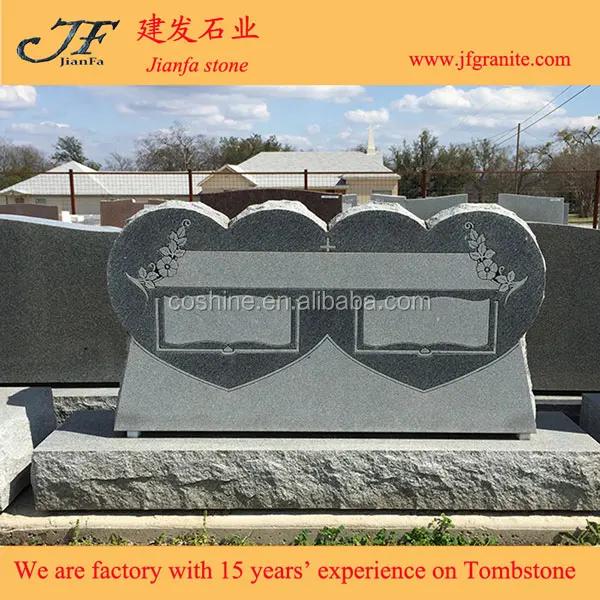 American Style Granite Monument Double Heart Shaped Headstone Tombstone