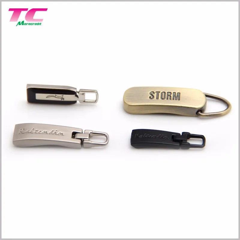 Customized Logo Metal Zipper Slider Embossed Metal Zipper Puller Directly Factory Buy Metal