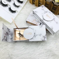 

white marbing magneticlogo box mink 3d eyelashes Private Label lower MOQ empty lash boxes