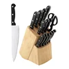 15pcs german stainless steel professional kitchen knife set w/wood block