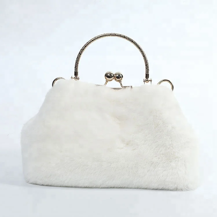 

Summer women fashion jingpin design rex rabbit fur crossbody tote bag, Customized