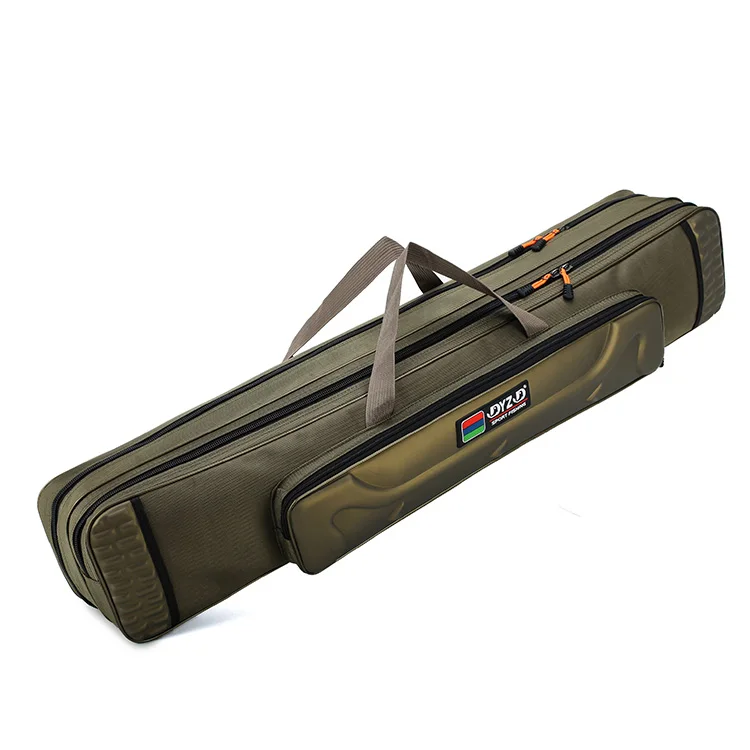 100cm green 2 layer waterproof fishing rod bag canvas fishing tackle bag spacious capacity fishing bag
