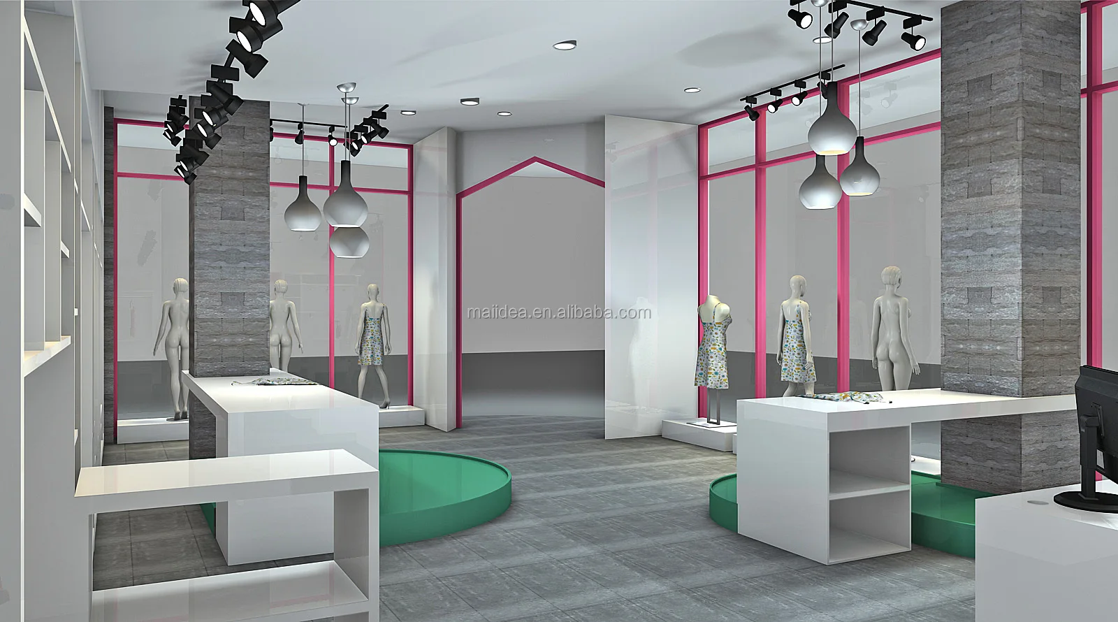 Ladies Apparel Display Kiosk Garment Shop Interior Clothing Kiosk