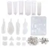 WIIPU 1 Set Casting Silicone Molds 19pcs Jewelry Making and Tool Set for Pendant Jewelry Earrings Making with 100pcs Rings