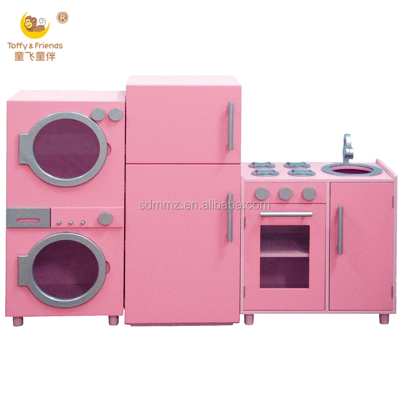 wooden toy kitchen with washing machine