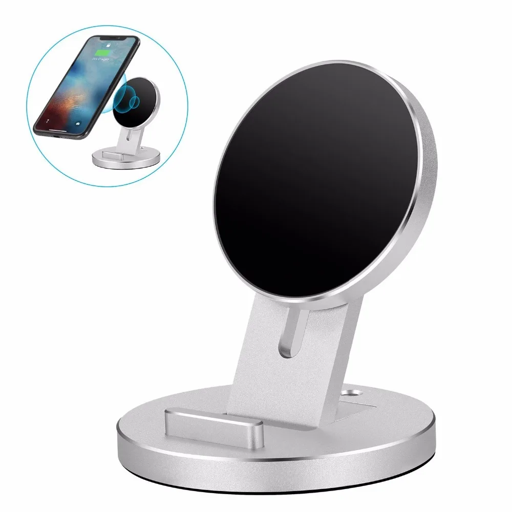

Aluminium Alloy qi Wireless Charging Pad stand for iPhone 8 / 8 Plus, iPhone X, Silver