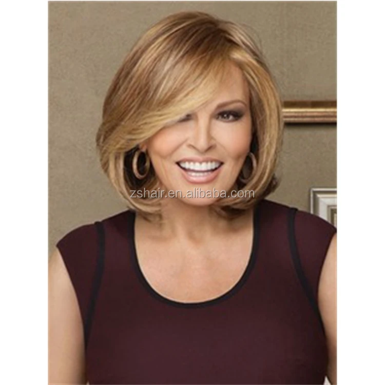 Hight Quality Short Straight Bob Blonde Synthetic Hair With Side