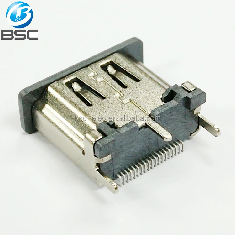 Vertical Smt Type 19p Hdmi Smt Type Receptacle Connector With Body