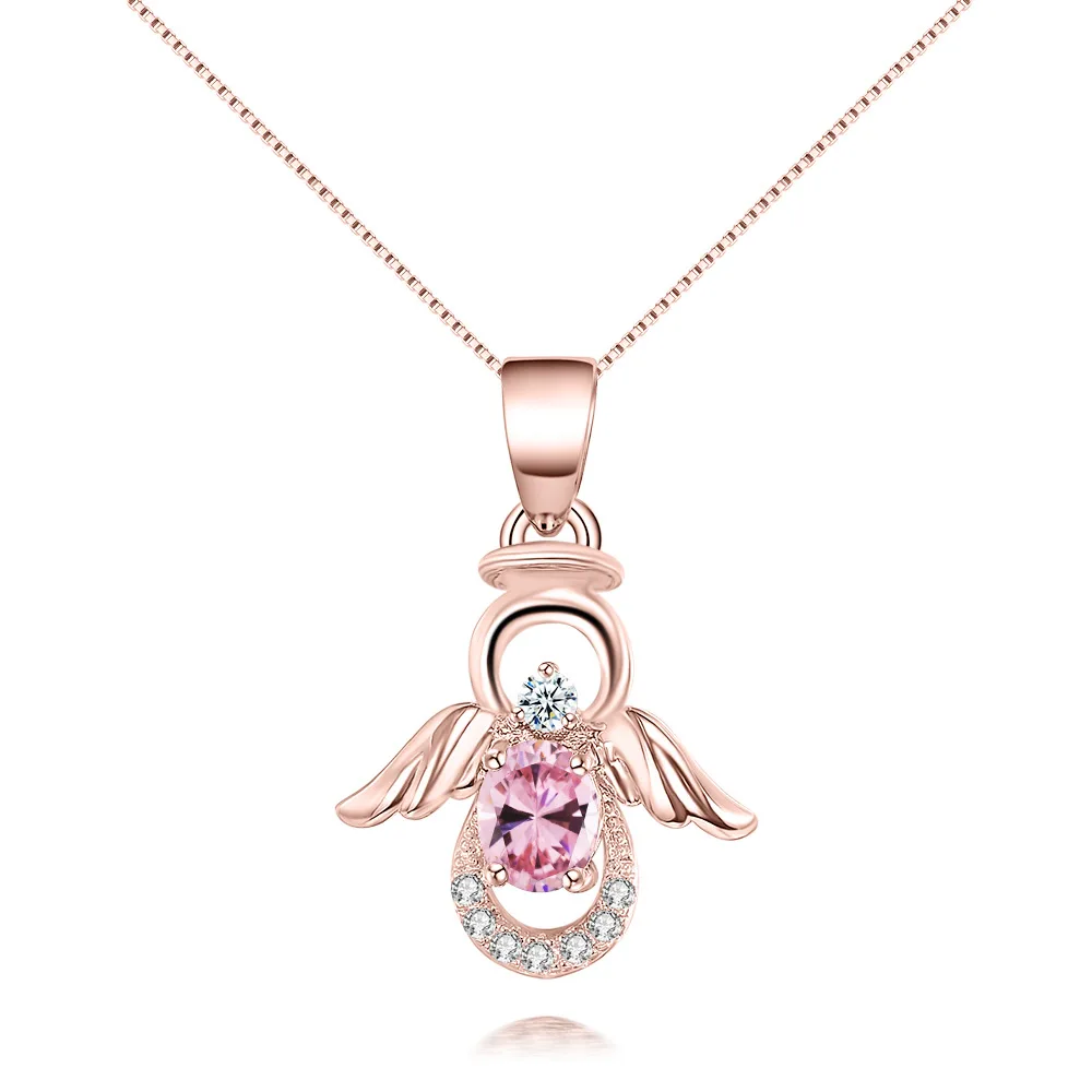 

2019 Wholesale Jewelry Silver Angel wings Pendant Charm Zircon Necklace Birthday Gift For GirlFriend, N/a