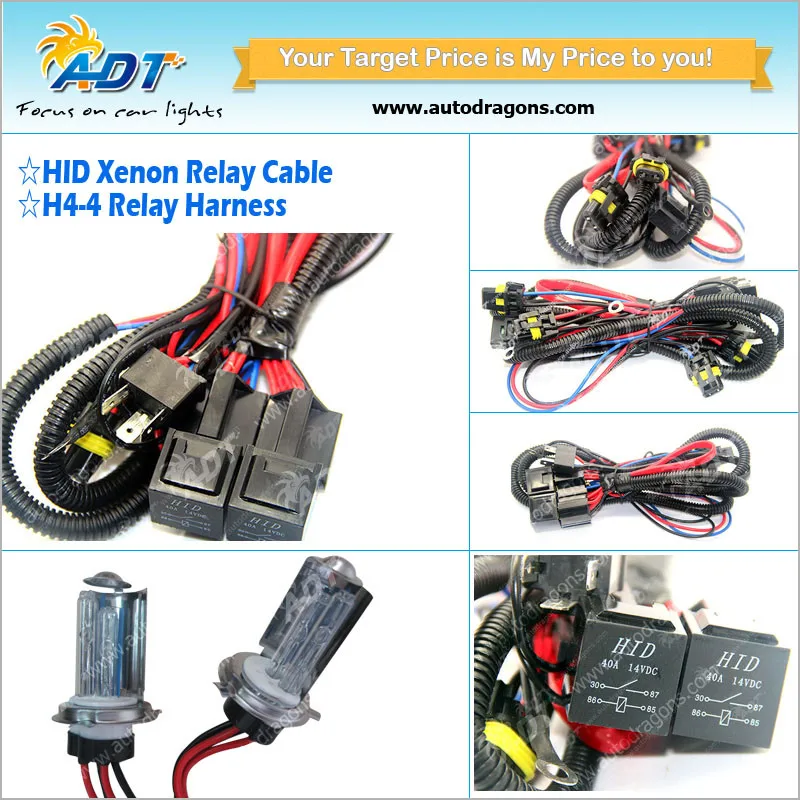 H3 H4 H7 H11 9005 9006 Hid Conversion Kit Relay Wire Harness Hid