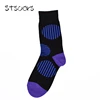 Fashion Popular 100 Cotton Work Knitting Branded Style Awesome Purple Black Patterned Men Tube Socks