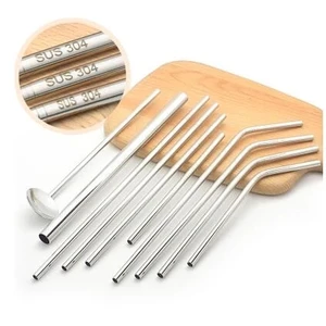 Image of Reusable Edilble Stainless Steel Straws Eco Metal Drinking Straw for 20oz 30oz Tumblers Cold Beverage