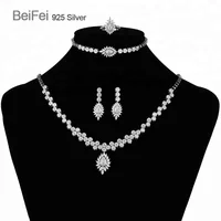 

Woman Wedding Crystal Silver Zircon Bridal Jewelry Set