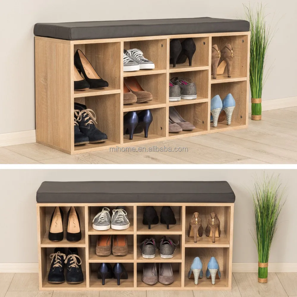 wooden shoe rack with seat