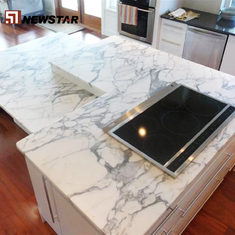 Newstar Italian Carrara White Slab Coffee Round Custom Cut Marble Table