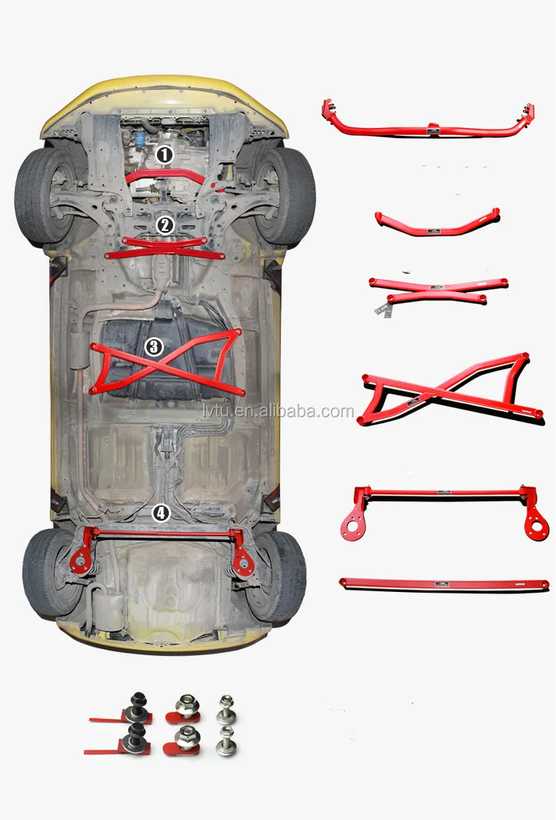 Lvtu Aluminum Strut Bar For Honda Fit G2 20082013 Racing Car Engine