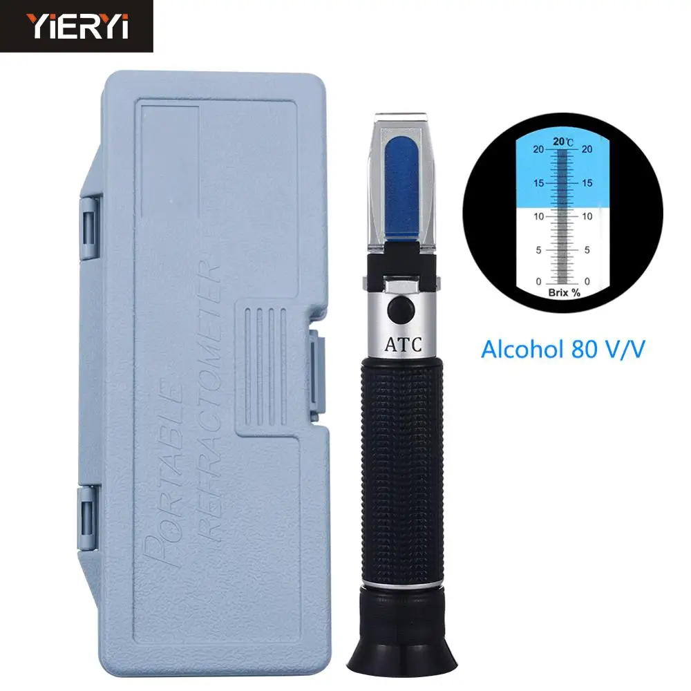 New Handheld 080 Alcohol Refractometer Atc Spirits Tester