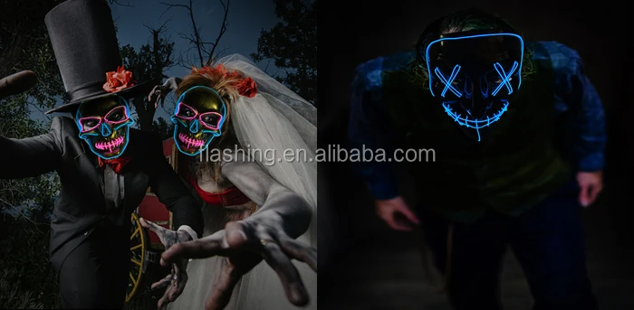 Hot selling Light Up Glowing Neon Mask Factory Price EL Wire Neon Mask for Halloween Event