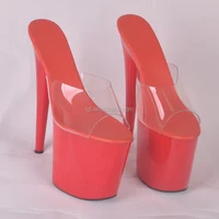

Leecabe Women Mary Jane Platform Pumps 20cm Sexy Red Bottom High Heels Red High Heel Slipper Exotic Dancer Pole dance shoes