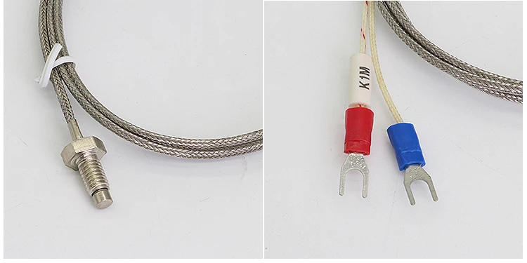 M6 Screw Probe K E Type Thermocouple 1M 2M 3M 4M 5M Industrial Temperature Sensor Cable Wire