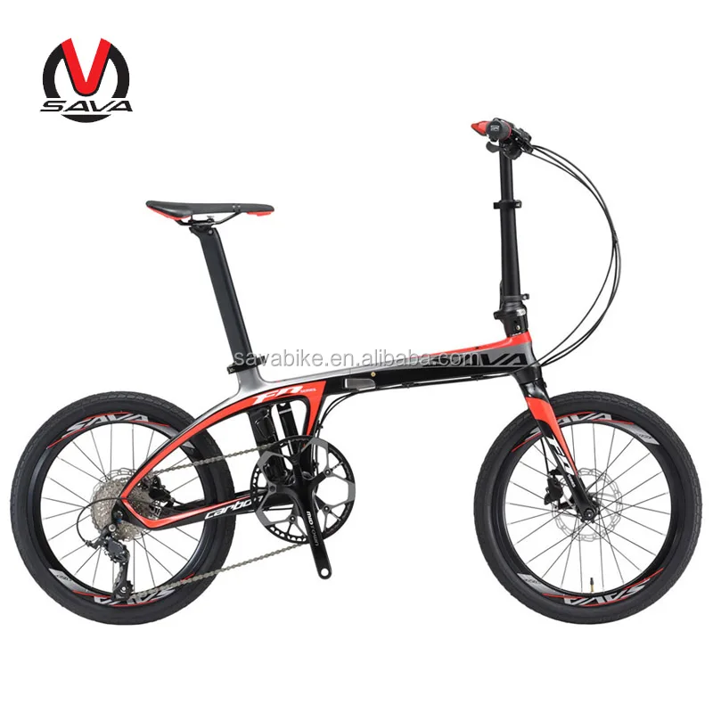 

Sava 20/24 inches wheel folding bicycle light weight small wheel carbon frame folding bicycle 2017, Black orange, black red, black blue