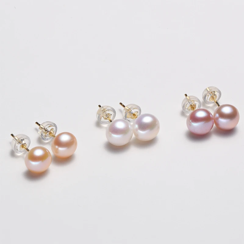 Button Shape Jewelry Stud Earrings Pearl Earrings Freshwater Pearl ...