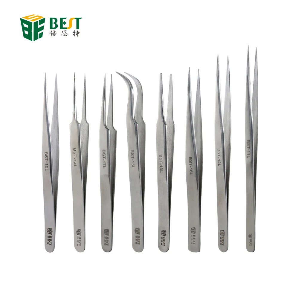 

BEST-Quality Stainless Steel Durable Tweezers Set for Eyelash Extension, Silvery