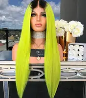 

8~30inch 1B green with black root lace front/full lace virgin human hair wigs