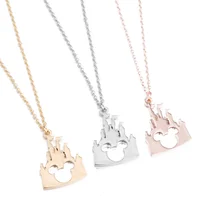 

Personalized Cute Delicate Simple stainless steel Gold castle pendant necklace