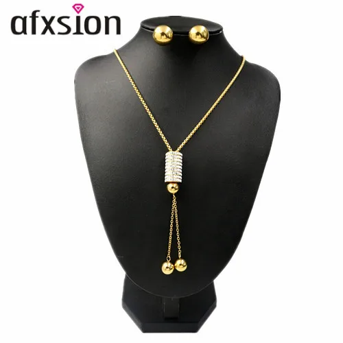 2018 Fashion style wholesale gold color joyas de acero inoxidable stainless steel jewelry set