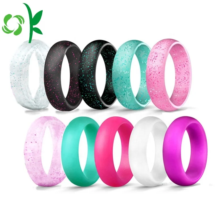 

Powder Ring Size 4-10 Classical Silicone Wedding Elastic Ring, 10 color;detail see product description