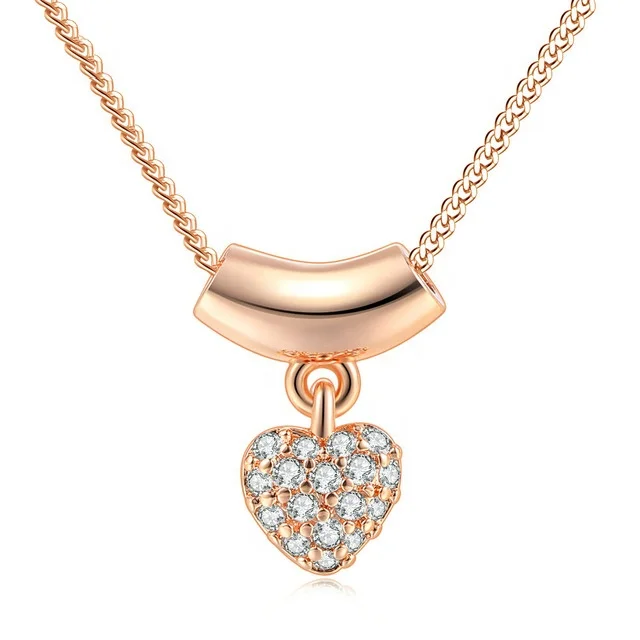 

Factory fashion wholesale rose gold/silver color heart pendant zircon necklace for women N230 N246, Picture