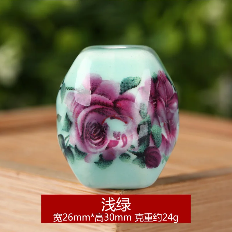 
26*30mm Wholesale Chinese diamond shaped Glaze Ceramic Beads Fancy Hand Painted Porcelain Beads 