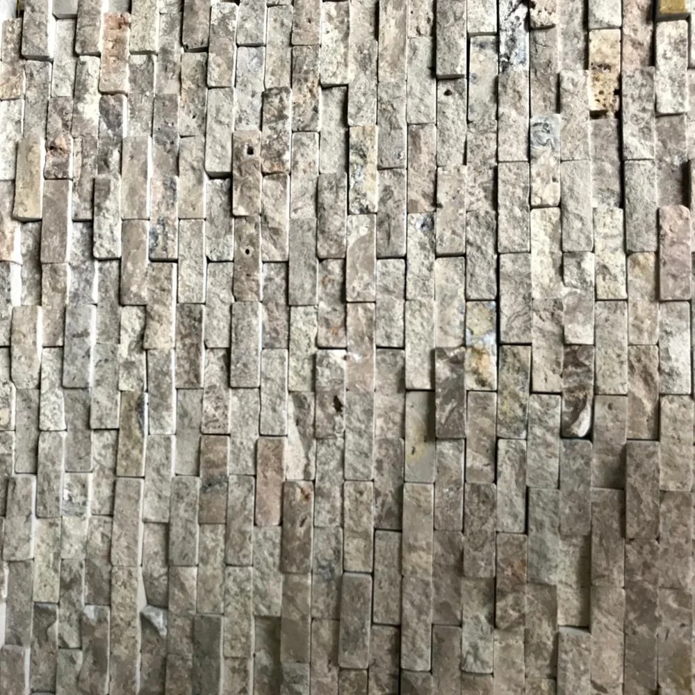 Irregular natural beige split face travertine stone mosaic customizable wall and floor tiles