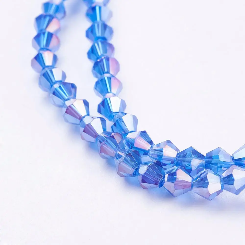 

PandaHall 4 mm AB Color Plated Faceted Glass Bicone Beads