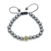 RainSo Micro-inlay Zircon Stone Hematite No Magnetic field beads bracelet