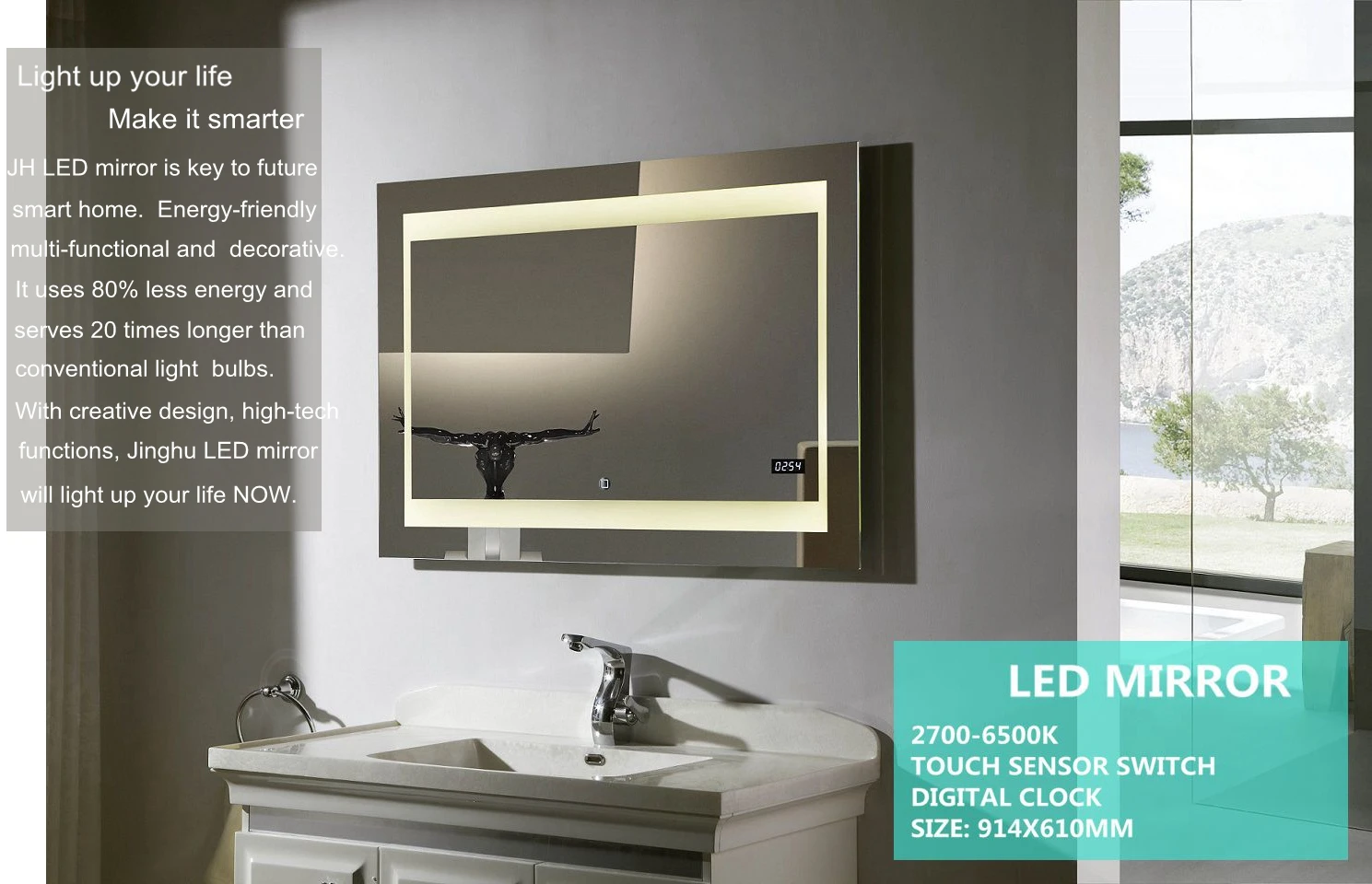 Dubai Fashion Waterproof Led Light Bathroom Mirror For Hotels Buy Led