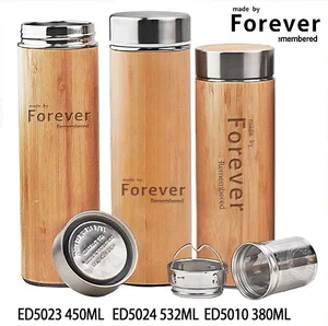 Image of Bamboo wood cap double wall stainless steel bamboo non-toxic thermos water flask bottle with logo termos bamboo