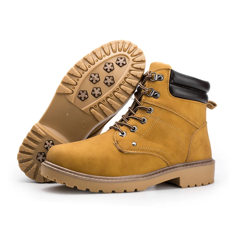 

China Factory Nubuck PU Leather Ankle Work Boots Durable Comfortable For Men, Black , brow or customized