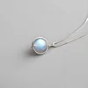 Fashion Handmade Jewelry 925 Sterling silver Natural Moonstone Necklace Box chain Accessories Necklaces