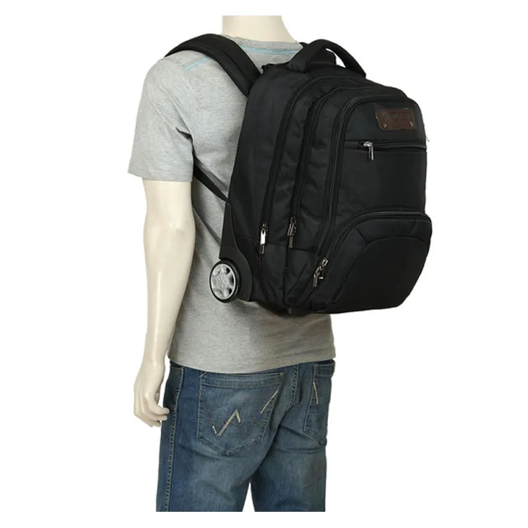 2in1 Men Black Trolley Notebook Backpack Wholesale Wheeled Laptop Bag