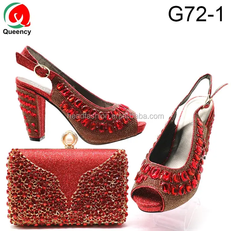 red shoes and matching clutch bag