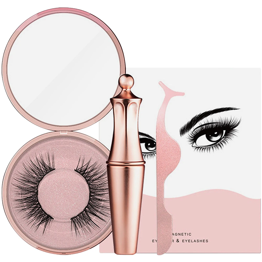 

2019 New Products Magnetic Eyeliner False Eyelashes Kit With Tweezers For Eyes Beauty, Black